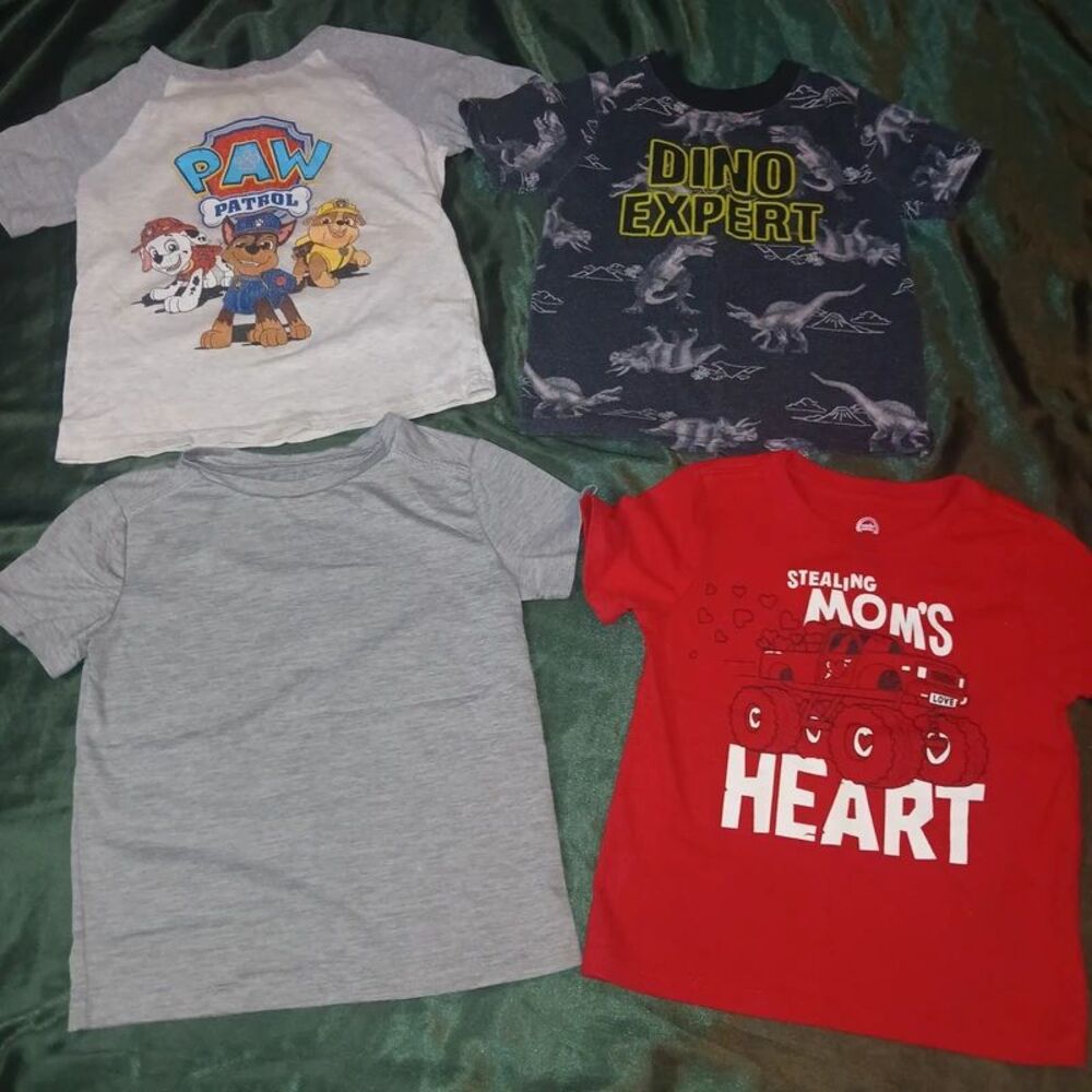 Toddler Boys 3T Short Sleeve Tee Bundle 4 Paw Patrol Dino Expert Monster Truck